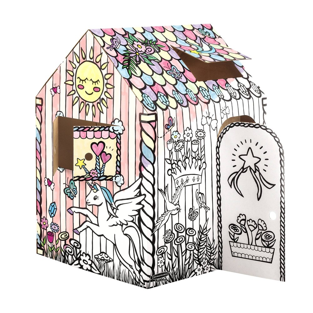 Photos - Playhouse / Play Tent Fellowes Bankers Box at Play Unicorn Cardboard Playhouse  