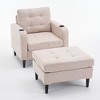 CAVINAS Upholstered Armchair Sofa Modern Design Accent Sofa with Storage Ottoman and Cup Holders for Living Room - 2 of 4
