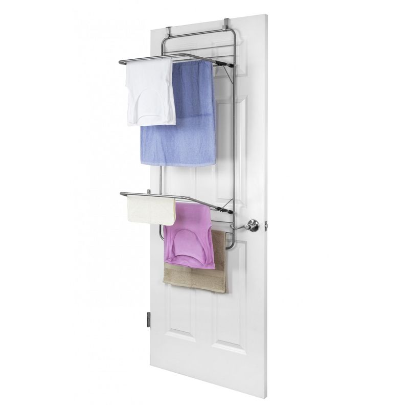 Home Basics Steel Over the Door Towel Dryer Rack, Grey, 1 of 8