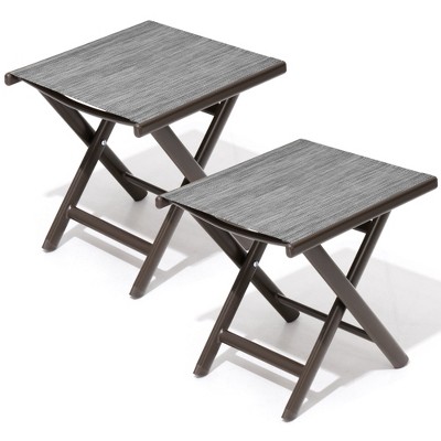 Crestlive Products Outdoor Side Table, Aluminum Outdoor End Table, Outdoor Folding Side Table with Textilene, Small Patio Coffee Table