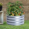 LuxenHome 2ft Round Galvanized Metal Raised Garden Bed Planter Silver - 4 of 4