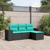 vidaXL Patio Sofa Set with Cushions - Black PE Rattan - 4 Piece Outdoor Furniture with Storage for Garden, Terrace, or Patio - 2 of 4