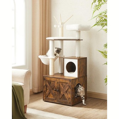 Feandrea Woodywonders Cat Tree With Litter Box Enclosure, 2-in-1 Modern ...