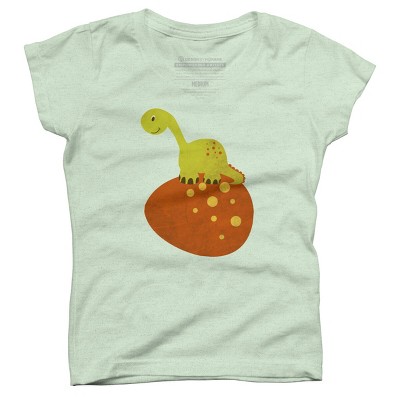 Girl's Design By Humans Happy Cute Dino By parjono T-Shirt