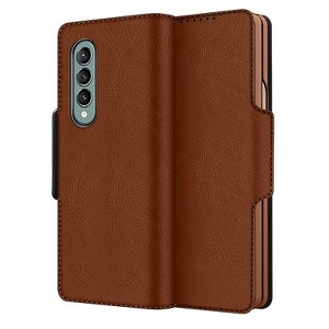 SAHARA - Brown Leather Folio Wallet Case - Samsung Galaxy Z Fold3 and Fold3 5G - 1 of 4