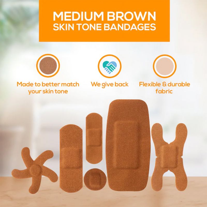 Tru-Colour Skin Tone Shade Adhesive Bandage Assorted Shapes, Brown, 5 of 9