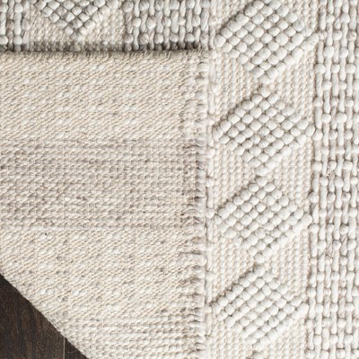 Ivory Braided Hand-tufted Wool Rectangular Area Rug 3' x 5'