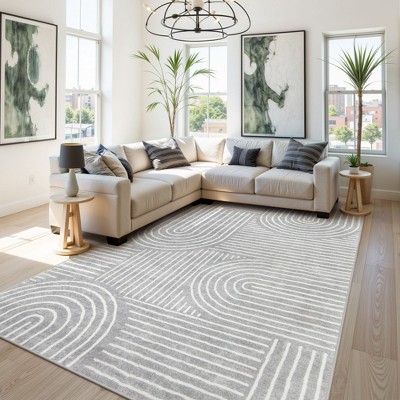 Lahome Abstract Washable Rugs Non Slip Soft Living Room Rugs Ultra-Thin Rainbow Bedroom Rug Non Skid Rug Backing Accent Carpet for Room Office