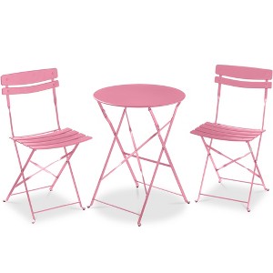Best Choice Products 3-Piece Small Bistro Set, Folding Patio Furniture Set of 2 Chairs and Table - 1 of 4