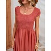 Women's Maternity Dress Casual Summer Round Neck Short Sleeve Smocked High Waist Maxi Dress with Pockets - 4 of 4