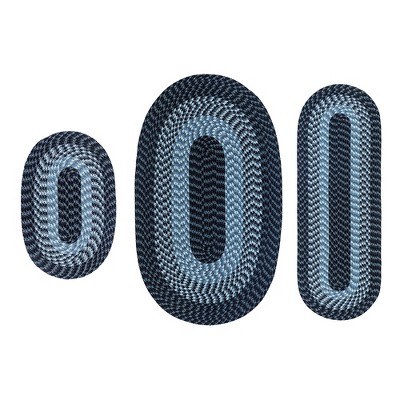 Alpine 3 Piece Collection 100% Polypropylene Durable & Stain Resistant Double Sided Reversible Indoor Braided Rug Set