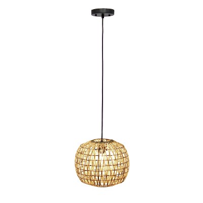 Bohemian Farmhouse 11.38" Woven Paper Rope Pendant Light