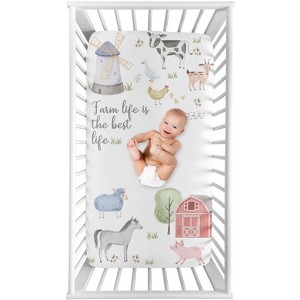 Sweet Jojo Designs Boy or Girl Gender Neutral Unisex Photo Op Fitted Crib Sheet Farm Animals - 1 of 4