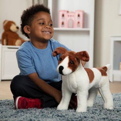 Giant White and Brown Plush Jack Russell Terrier Stuffed Animal