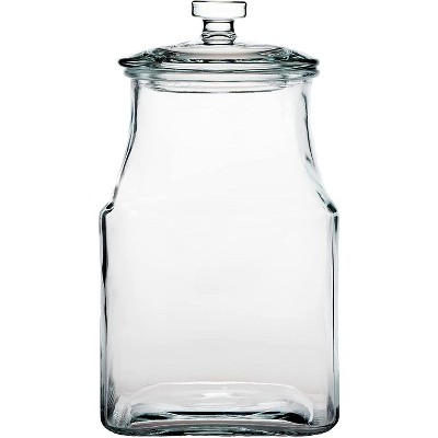 Amici Home Carlisle Glass Canister Square Jar, Food Safe, Airtight Lid with Handle and Plastic Gasket, For Kitchen & Pantry,52 Ounces, Large
