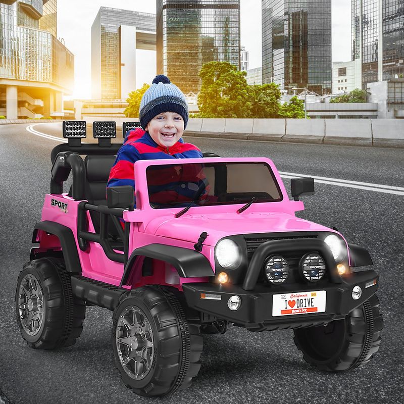 Costway 12V Kids Ride On Car 2 Seater Truck RC Electric Vehicles w/ Storage Room, 2 of 11