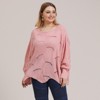 Coolmee Women's Plus Size Sweater Fall Batwing Long Sleeve Crochet Hollow Out Pullover Knit Sweaters Jumper Tops - 3 of 4