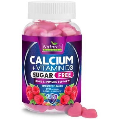 Sugar Free Chewable Calcium Gummy Vitamins - Plus 400 IU Vitamin D3 for Bone, Teeth, & Immune Health Support - Calcium Supplements - 120 Gummies