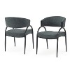 Set of 2 Upholstered Dining Chairs Armless Chairs Accent Chairs with Metal Legs, Dark Green Black/Beige-ModernLuxe - 4 of 4