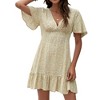 Anna-Kaci Women's Short Sleeve V-Neck Mini Dress with Ruffle Hem and Abstract Print - 2 of 4