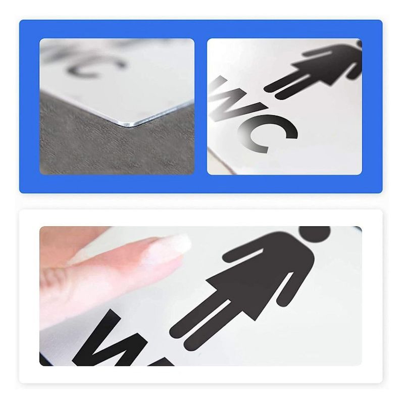 WYT "Bamodi XXL" Toilet Signs - Male & Female Bathroom Plaques - Aluminium Square - Matte Look - Easy To Apply - Set of 2 - 4.9" x 4.9", 4 of 8