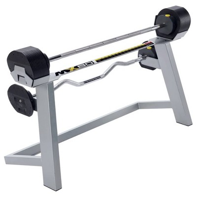 MX Select MX80 Rapid Change Home Fitness Weight Barbell System with Straight Bar, EZ Curl Bar, Weight Plates, and Storage Rack