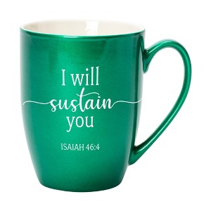 Elanze Designs I Will Sustain You Emerald Green 10 ounce New Bone China Coffee Cup Mug - 1 of 4