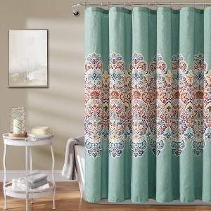 Lush Décor 72"x72" Boho Chic Shower Curtain Seafoam : Microfiber, Machine Washable, Non-Slip Backing - 1 of 4