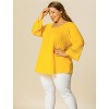 Agnes Orinda Women's Plus Size Plain Cut-Out Gathered Patchwork Long Sleeve T-Shirt - 4 of 4