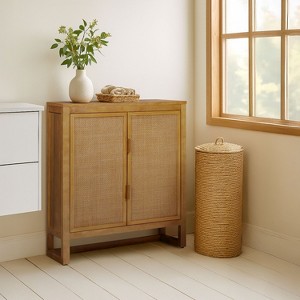 Hatteras Modern Boho Accent Cabinet with Solid Wood & Natural Rattan Accents-Teamson Home - 1 of 4