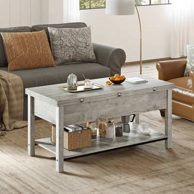 WOWLIVE Lift Top Coffee Table with Storage for Living Room, Rectangular Grey Wood Coffee Table, Modern Accent Table for Home Office Apartment