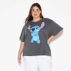 Women's Stitch Attitude Oversized Short Sleeve Graphic T-Shirt - Slate Gray - 2 of 3