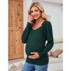 Women's Maternity Tops Casual V Neck Sweaters Puff Long Sleeve Ribbed Knit Fall Pregnancy Babydoll Pullover Sweater - image 4 of 4