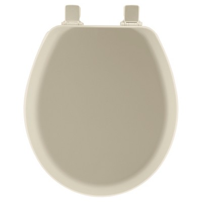 Round Molded Wood Toilet Seat with EasyClean & Change Hinge - Bone, Beige
