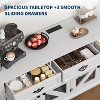 CuisinSmart 63" Buffet Cabinet with Storage with 3 Drawers & 4 Mesh Barn Doors, Modern Farmhouse Coffee Bar Buffet Table with Charging Station - 3 of 4