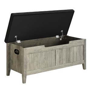 Wooden Storage Chest with Seat Cushion, Storage Chest with 2 Safety Hinges, Entryway Bench - 1 of 4