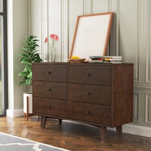 6 Drawer Dresser for Bedroom, Wooden Storage Chest of 5 Drawers, Storage Cabinet, Storage Dressers Organizer for Bedroom Hallway Entryway - 1 of 4