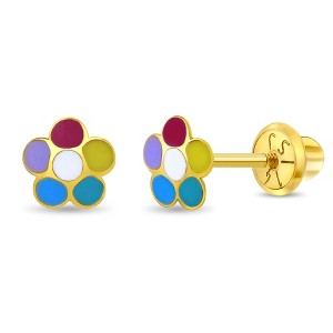 Girls' Petite Petals Flower Screw Back 14k Gold Earrings - In Season Jewelry - 1 of 1