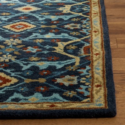 Elegant Heritage Blue Wool 3' x 5' Hand-tufted Rectangular Rug