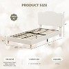 Bed Frame for Kids, Upholstered Platform Bed with Boucle Headboard for Girls, Cute Velvet Bed, No Box Spring Needed, Easy Assembly - 2 of 4