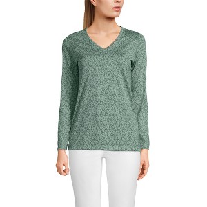 Lands' End Women's Relaxed Supima Cotton Long Sleeve V-Neck T-Shirt - 1 of 3