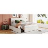 Okak Platform Bed Frame with 4 Drawers No Box Spring Needed Upholstered Bed with Gold Decoration Easy to Assemble, White - 3 of 4