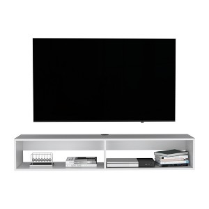 INFURNIC TV Stands and Consoles Wall Mounted Media Shelf with Two Storage Compartments and Cable Management for Living Room, White, 65"*18"*3.6" - 1 of 4