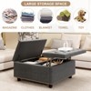 Airsurfer Large Square Storage Ottoman with Dual Doors, Mid-Century Modern Coffee Table Footstool, Brown PU Leather with Studded Detail - 4 of 4