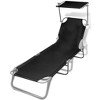 vidaXL Sun Lounger Black Powder-Coated Steel, Polyester Standard - 2 of 4
