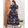 BLUEMING Summer Maxi Dress for Plus Size Women Tie Wasit Surplice Dress Flutter Sleeve A-Line Dress - 2 of 4