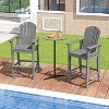 Tangkula Set of 2 Patio HDPE Bar Height Stool All Weather Chair Armrest Footrest Grey - 2 of 4