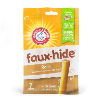 Arm & Hammer Faux Hide Rolls-Rawhide-Free Chews Dog Treats - Chicken Flavor - 7ct
