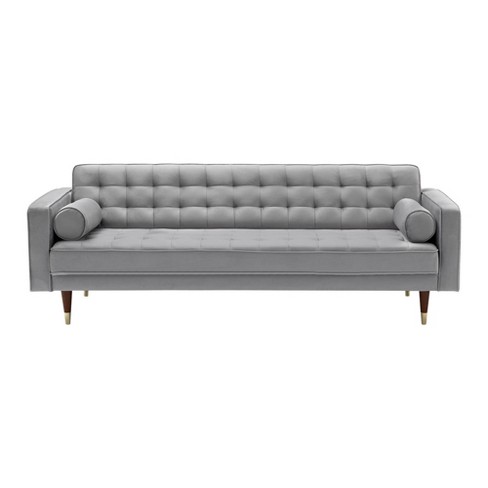 Somerset Velvet Mid Century Modern Sofa, Contemporary Grey Velvet Sofa