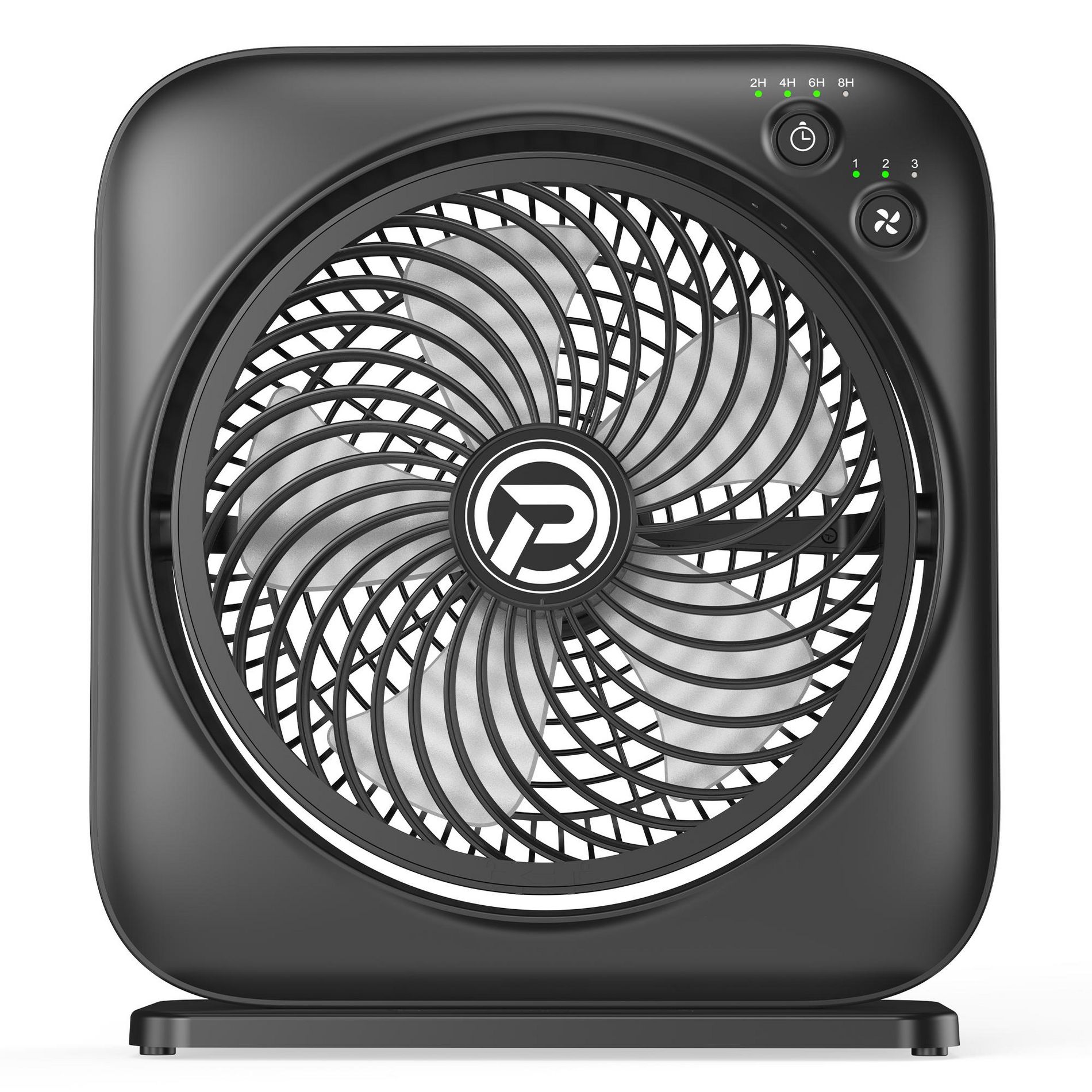 Panergy Window Fan,Small Box Fan with 3 Powerful Speed & 4 Timer Setting,12 inch Portable Table fan, 270° Pivoting Quiet Square Fan